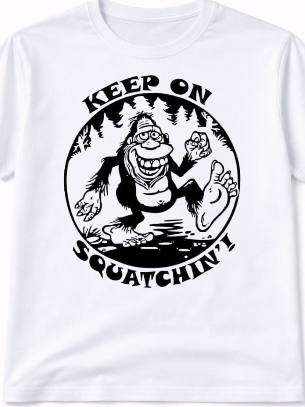 Big Foot Sasquatch Graphic T Shirt Trendy Boutique Style Tee Mens Gift White Top